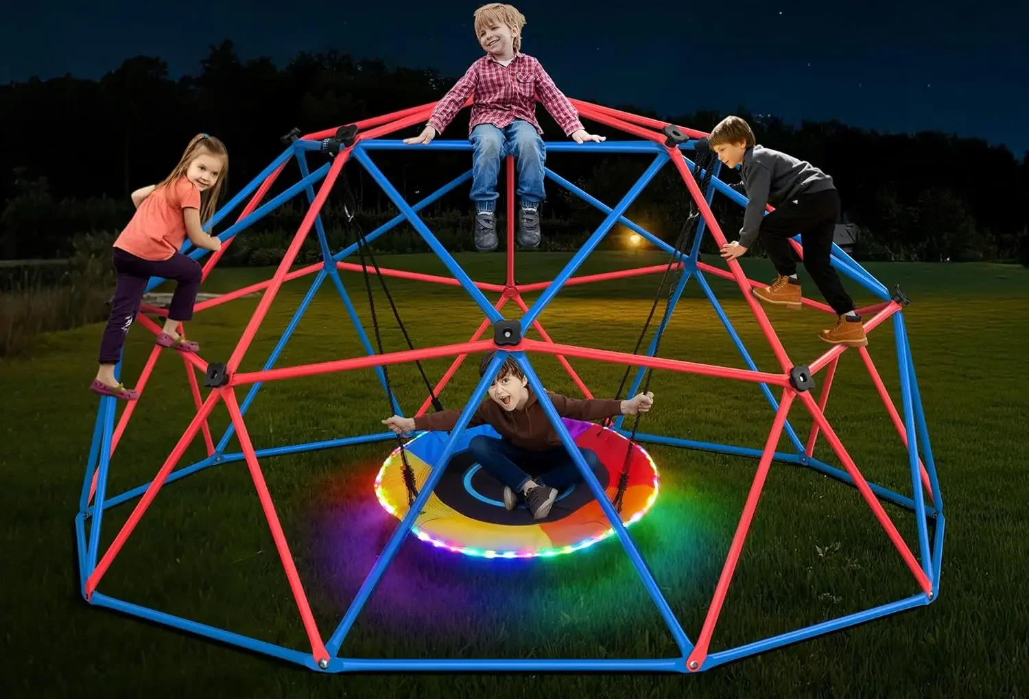Kids Outdoor Jungle Gym - Columpio Hapfan Climbing Dome con columpio