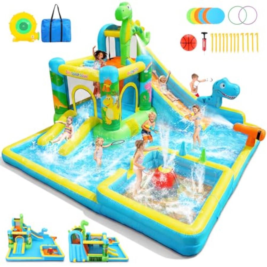 Kids Outdoor House - Tobogán acuático inflable para exteriores: castillo