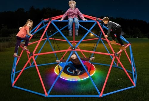 Kids Outdoor Jungle Gym - Columpio Clim Dome con columpio LED