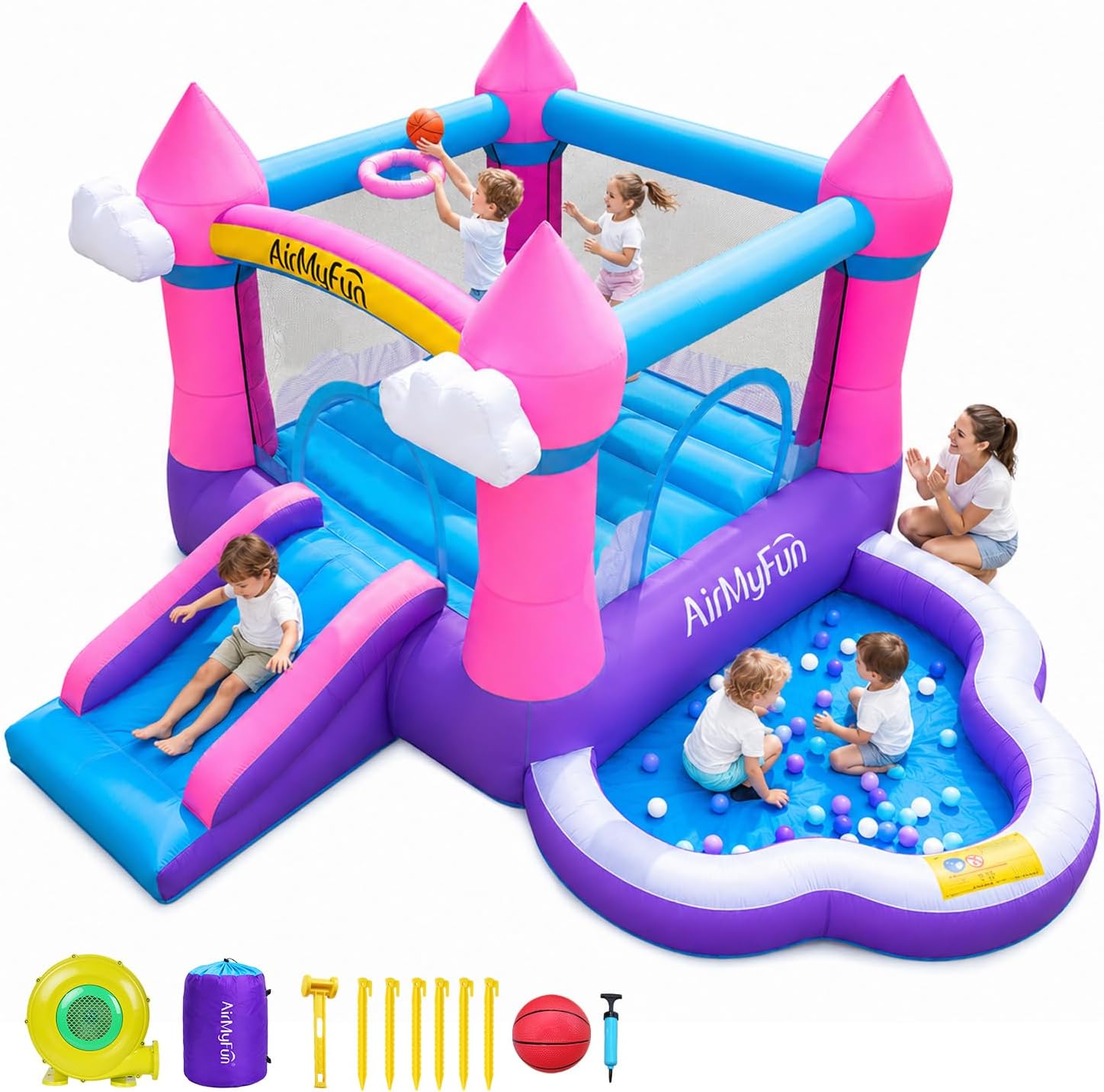 Kids Outdoor House - Castillo Inflable Rosa para Niños de