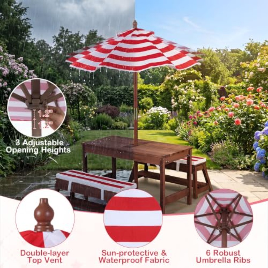 Kids Outdoor Water Table - Mesa de picnic infantil para exteriores,