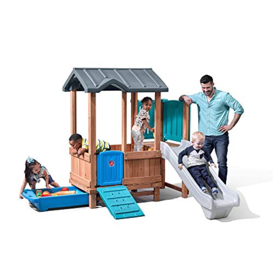 Kids Outdoor Swing And Slide - Woodland Adventure Playhouse & Slide, juego