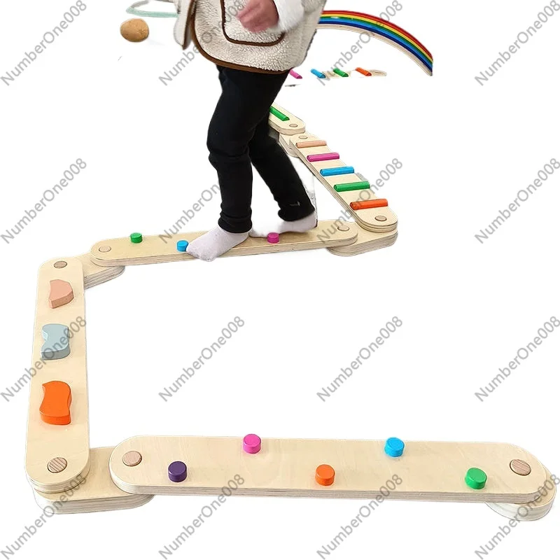 Kids Outdoor Balance Beam - Tabla de Equilibrio de Madera Gruesa,