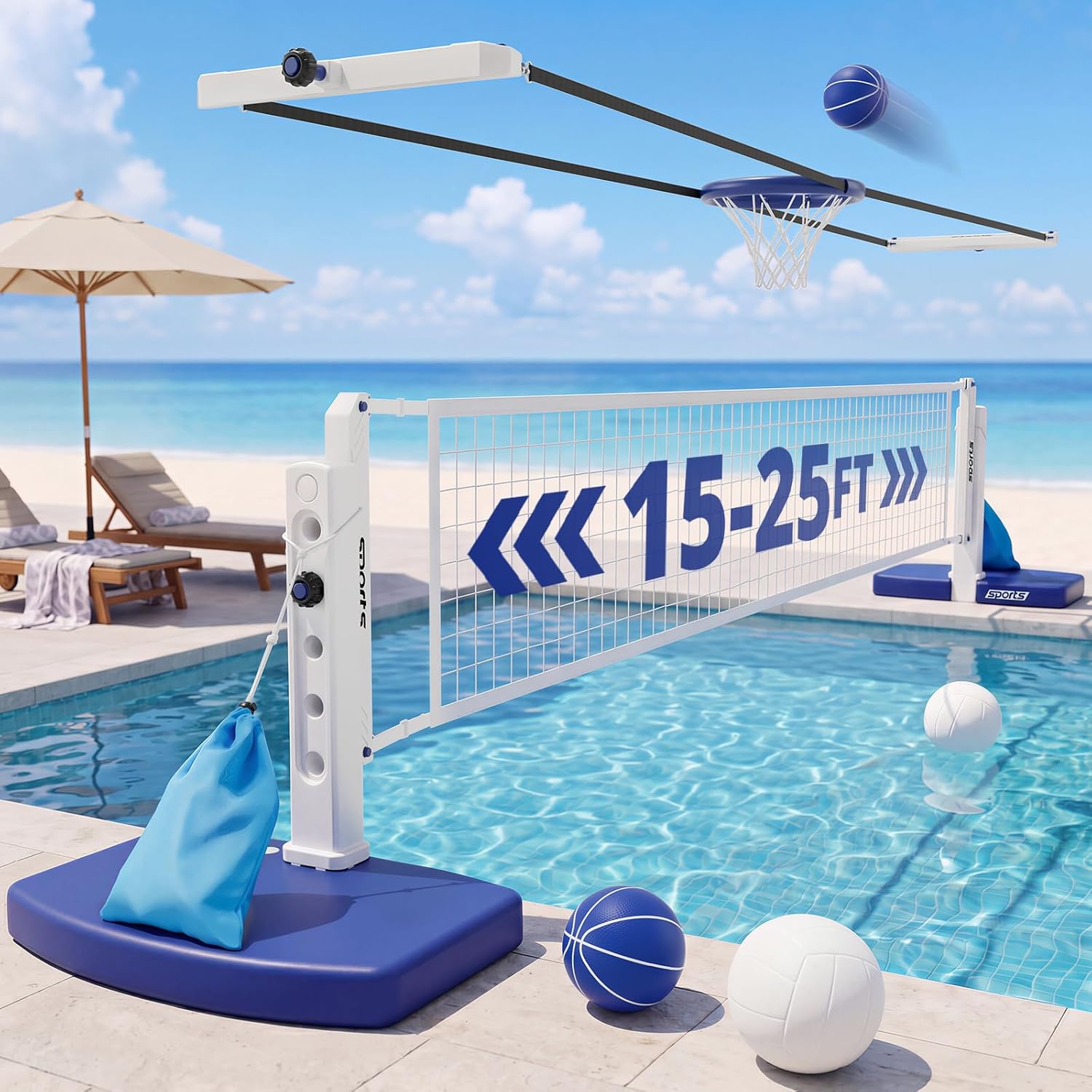 Kids Outdoor Volleyball Net - Set combinado de voleibol y baloncesto