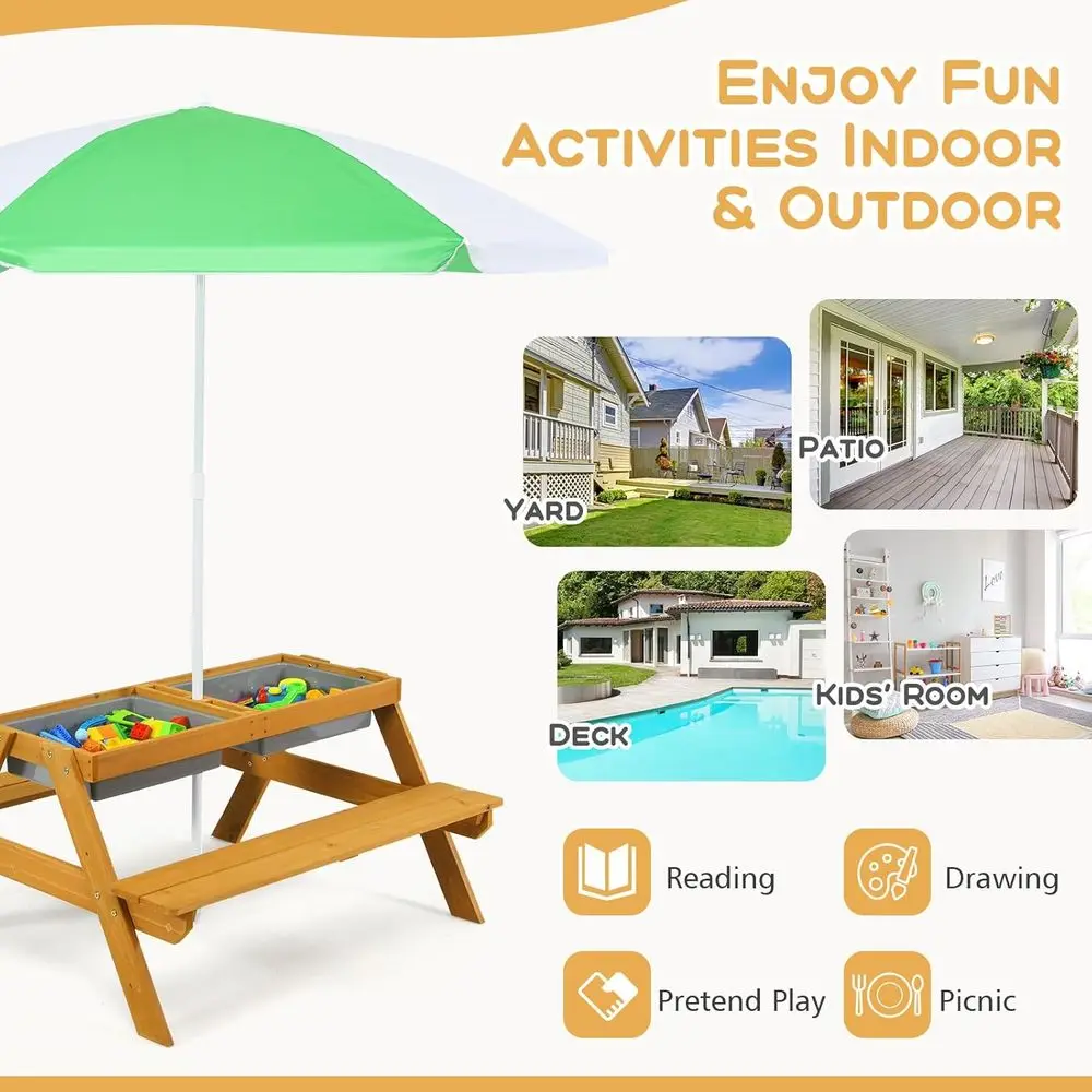 Mesa de Picnic Infantil 3 en 1 - Kids Outdoor Water Table reseña y precio