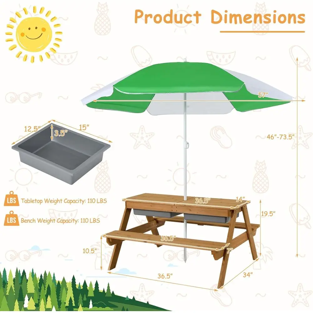 Mesa de Picnic 4 en 1 de Mader - Kids Outdoor Water Table reseña y precio