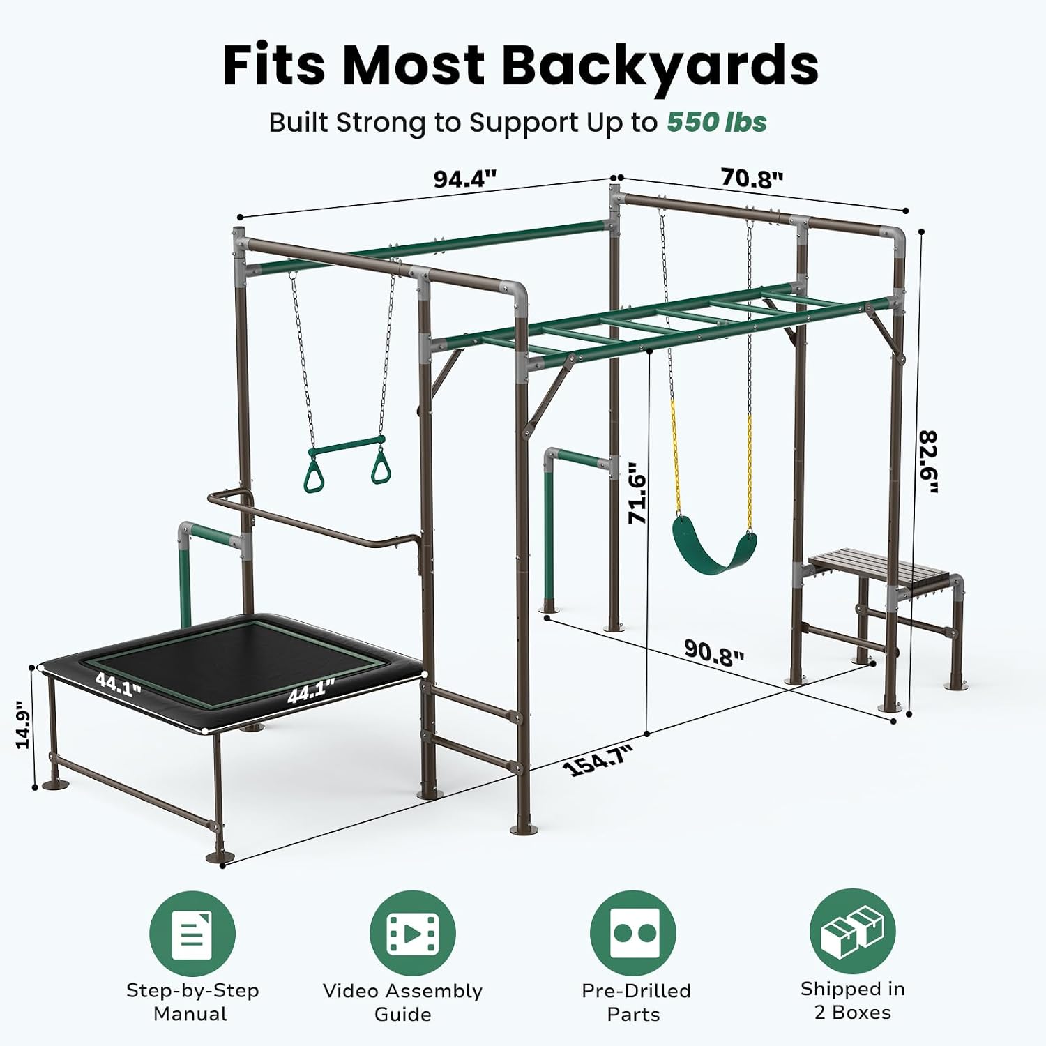 Gimnasio de Exterior con Barra - Kids Outdoor Jungle Gym reseña y precio