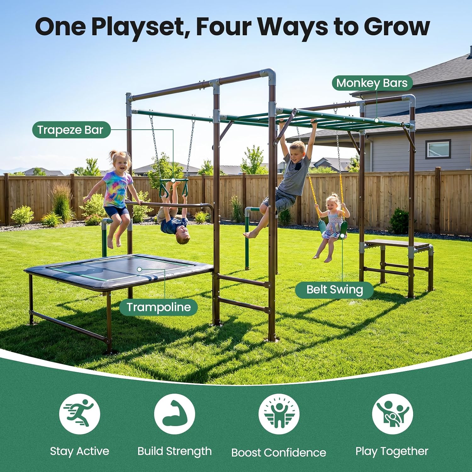 Gimnasio de Exterior con Barra - Kids Outdoor Jungle Gym reseña y precio