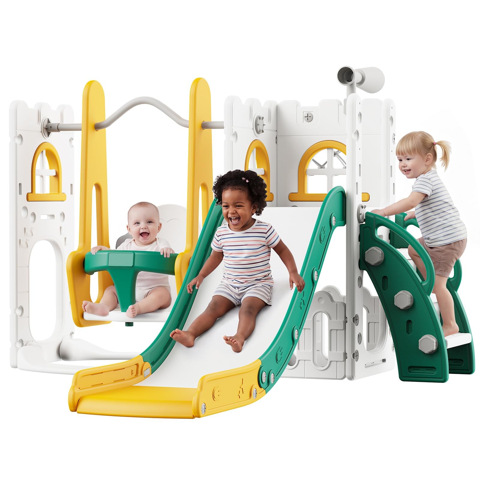 Juego de tobogán y columpio 7  - Kids Outdoor Swing And Slide reseña y precio