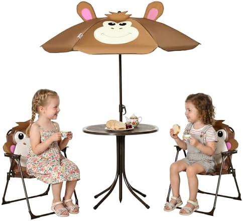 Conjunto de Mesa y Sillas para - Kids Outdoor Table And Chairs With Umbrella reseña y precio