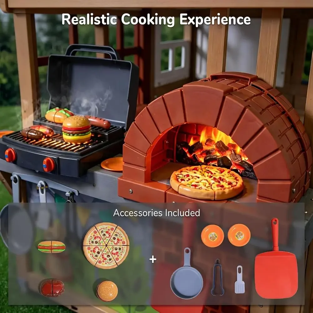 Casa de juegos de madera para  - Kids Outdoor Bbq reseña y precio