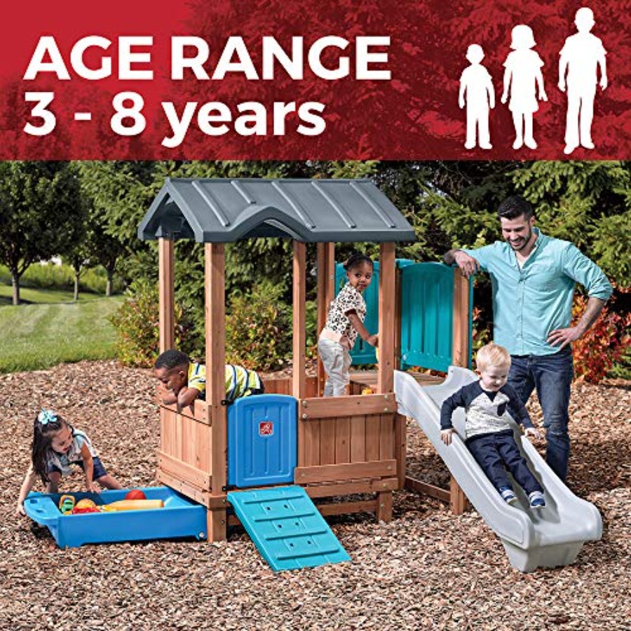 Woodland Adventure Playhouse & - Kids Outdoor Swing And Slide reseña y precio