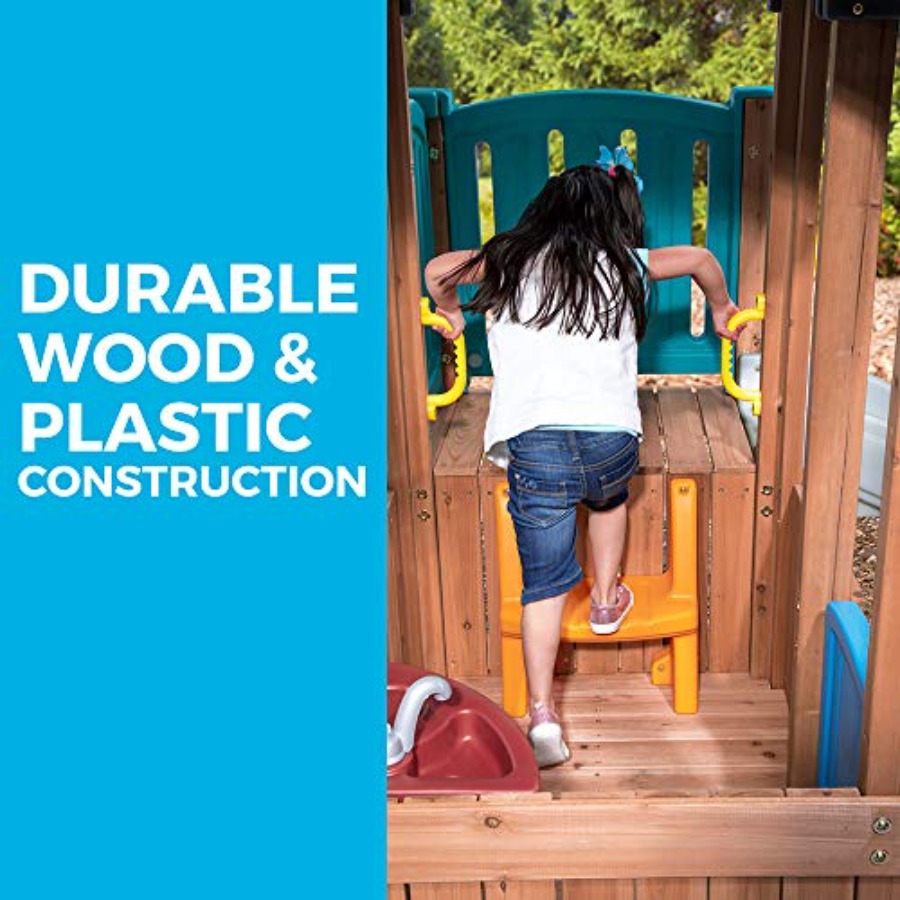 Woodland Adventure Playhouse & - Kids Outdoor Swing And Slide reseña y precio