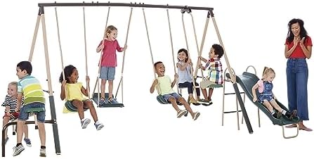 Juego de Columpios Metálicos p - Kids Outdoor Swing And Slide reseña y precio