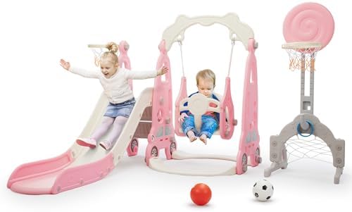 Juego de Columpio y Tobogán 6  - Kids Outdoor Swing And Slide reseña y precio