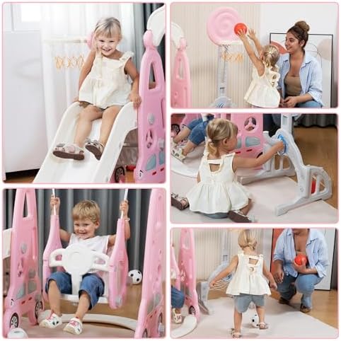 Juego de Columpio y Tobogán 6  - Kids Outdoor Swing And Slide reseña y precio